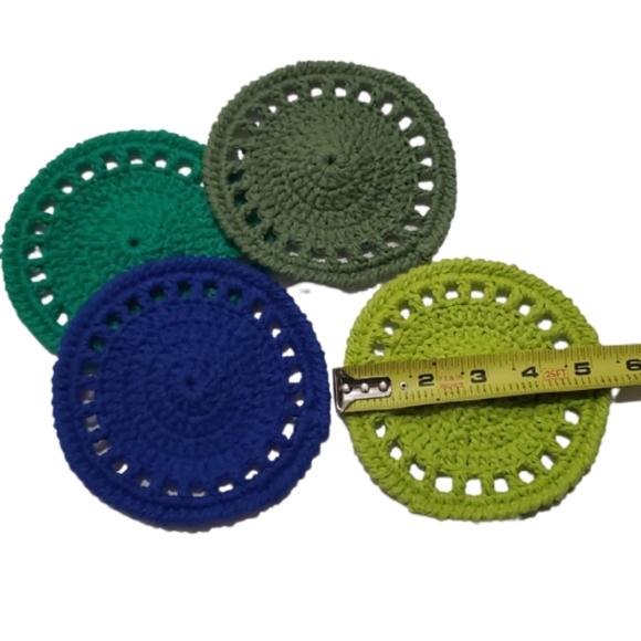Handmade Coaster Set of 4-Crochet-Cotton - Picture 4 of 5